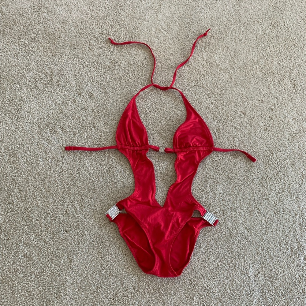 Rampage Red Studded Swimsuit